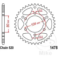 JT Sprockets Roda Dentada Traseira 520 Jtr1478.42 Steel