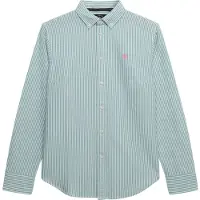 Superdry para mulher. W4010565A Camisa oxford de corte justo turquesa (M), Casual, Verde, Algodão, Clássico, Manga comprida
