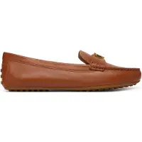 Ralph Lauren para mulher. 802P09040002 Mocassins em pele castanha Barnsbury (38), Couro, Marrom, Plano, Nenhum, Casual, Clássico