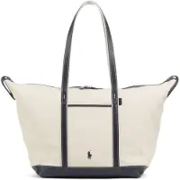 Ralph Lauren para mulher. 428973072002 Bolsa tote shopper grande de lona bege (OSFA), Casual, Algodão