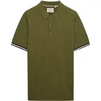 Superdry para homem. M1110458A Pólo verde com textura (L), Casual, Algodão, Manga curta