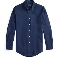 Ralph Lauren para homem. 710966294504 Camisa de linho de ajuste personalizado azul-marinho (XXL), Casual, Manga comprida