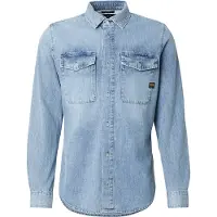 G-Star para homem. D29312-D252-H090 Marine Denim Slim Slim Camisa azul (S), Casual, Algodão, Manga comprida