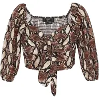 Faina Blusa 'Festive' castanho escuro / cáqui / preto