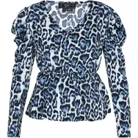 Faina Blusa 'Festive' navy / azul claro / preto