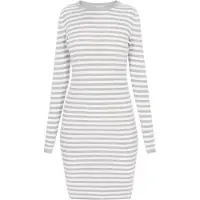 Usha Vestido de malha cinzento / branco