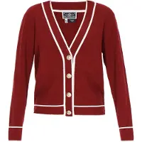 Dreimaster Maritim Casaco de malha vermelho escuro / branco