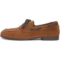 Tommy Hilfiger para homem. FM0FM05863 Sapatos de barco em pele castanha com sola flexível (41), Couro, Marrom, Plano, Cordão, Casual