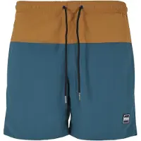 Urban Classics Calções de banho azul escuro / castanho