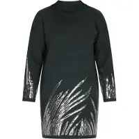 Faina Vestido de malha verde escuro / prata
