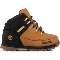 Timberland unisex para criança. TB0A1NLB2311 Botas Euro Sprint amarelas de cano médio em pele com atacadores (34), Couro, Plano, Cordão, Cas