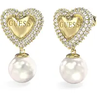 GUESS Brincos 'Beloved' amarelo dourado / transparente / branco pérola