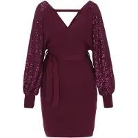 Faina Vestido de malha roxo escuro