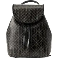 Calvin Klein Mochila 'Emblem Print Flap' cappuccino / preto