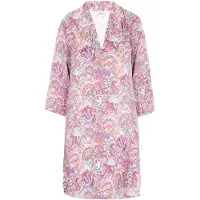 Usha Vestido bege / azul claro / ameixa / branco