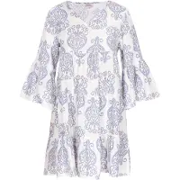 Usha Vestido camelo / azul / branco