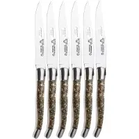 Laguiole En Aubrac Abalone Shell, Brushed Stainless Steel, conjunto de 6 facas para bifes