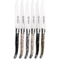 Laguiole En Aubrac Mixed Shells, Brushed Stainless Steel, conjunto de 6 facas para bifes