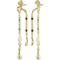 Pilgrim Brincos 'Reggie' ouro / vermelho escuro / branco pérola