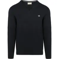 Gant para homem. 8030562 Camisola com decote em V em algodão clássico da marinha (L), Casual, Manga comprida, Marinho