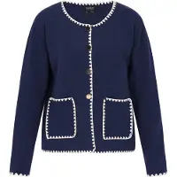 Usha Casaco de malha 'Classic' navy / branco