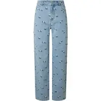 Pieces Jeans De Cintura Alta Flora Straight Emb