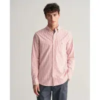 Gant para homem. 3240060 Camisa de linho e algodão de ajuste regular com riscas cor-de-rosa (L), Casual, Manga comprida