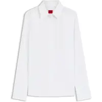 HUGO para mulher. 50554568 Camisa de sarja slim fit branca (44), Branco, Casual, Algodão, Clássico, Manga comprida