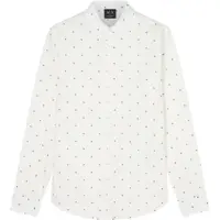 Armani Exchange para homem. XM000625AF13184F0198 Camisa Monogram AX Cross Logo branca (S), Branco, Casual, Algodão, Manga comprida