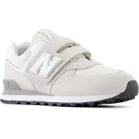 New Balance unisex para criança. PV574V1 Ténis 574 Hook & Loop cinzentos (33), Plano, Velcro, Esportivo, Cinza, moda infantil
