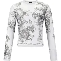 Ed Hardy Camisa 'Schlange und Drache' cinzento claro / preto