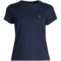 Ralph Lauren para mulher. 211B14605031 T-shirt de gola redonda azul-marinho (S), Casual, Manga curta