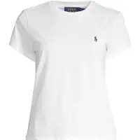 Ralph Lauren para mulher. 211B14605032 T-shirt branca com gola redonda (L), Branco, Casual, Algodão, Manga curta