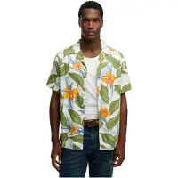 Superdry para homem. M4011128A Camisa verde havaiana (M), Casual, Modal, Manga curta