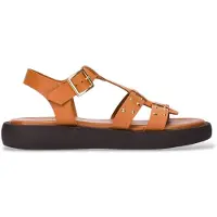 Wonders para mulher. AB-1567 Sandálias de couro castanho Mousse (42), Marrom, Plano, Fivela, Casual