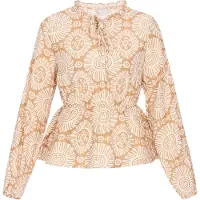 Usha Blusa camelo / branco natural
