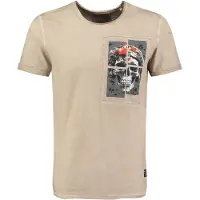 Key Largo Camisa 'Flower Power' areia / cinzento escuro / vermelho-alaranjado / branco