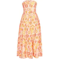 IZIA Vestido 'Festival' ecru / amarelo / laranja / tangerina