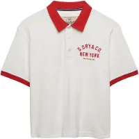 Superdry para mulher. W6012210A Pólo bege Heritage Terry (S), Casual, Algodão, Manga curta