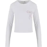 Miss Tee Camisa 'Bow Oneliner' magenta / branco