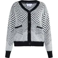 Usha WHITE LABEL Casaco de malha 'Pryam' preto / branco