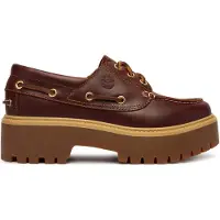 Timberland para mulher. TB0A2QDMD571 Sapatos de barco em pele castanha Stone Street (38 W), Couro, Marrom, 3 a 5cm, Cordão, Casual