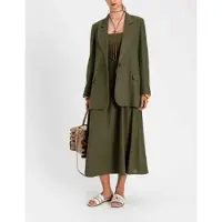 Twinset para mulher. 261TF2020 Blazer de linho verde (44), Casual, Manga comprida