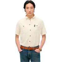 Superdry para homem. M4010986A Camisa texturizada de manga curta em branco da Merchant Store (L), Casual, Algodão