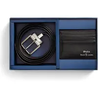 Ralph Lauren para homem. 405880721001 Conjunto de cinto e porta-cartões de couro preto (OSFA), Casual, Clássico, Pele