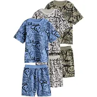 Next Pijama azul cobalto / taupe / cinzento claro / preto