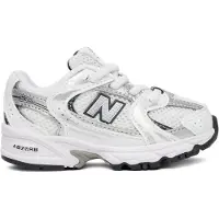 New Balance unisex para criança. IZ530V1 Sapatos 530 Bungee brancos (23), Plano, Cordão, Casual, moda infantil