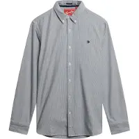 Superdry para homem. M4011037A Camisa Oxford L/S clássica cinzenta (L), Casual, Cinza, Algodão, Manga comprida