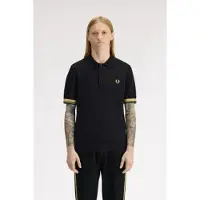 Fred perry para homem. K2323 Pólo em contraste preto, dourado (L), Casual, Algodão, Manga curta