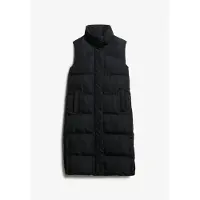 Superdry para mulher. W5011803A Colete acolchoado de linha comprida preto (XS), Casual, Polister Reciclado, Sustentável